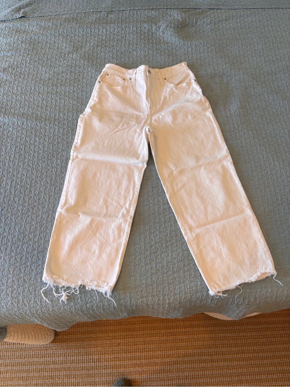 Madewell White Wide-Leg Frayed Hem Jeans - Women